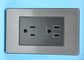 Black Brushed Stainless Steel Sockets , Safe Twin Switched Socket 2 Gang