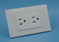 White 2 Gang Electrical Wall Outlet , Flame Resistant Double Gang Socket